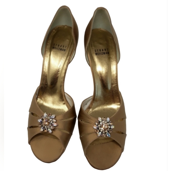 Stuart Weitzman Open Toe Bridal Sandal Size 9 Gold - Picture 2 of 5